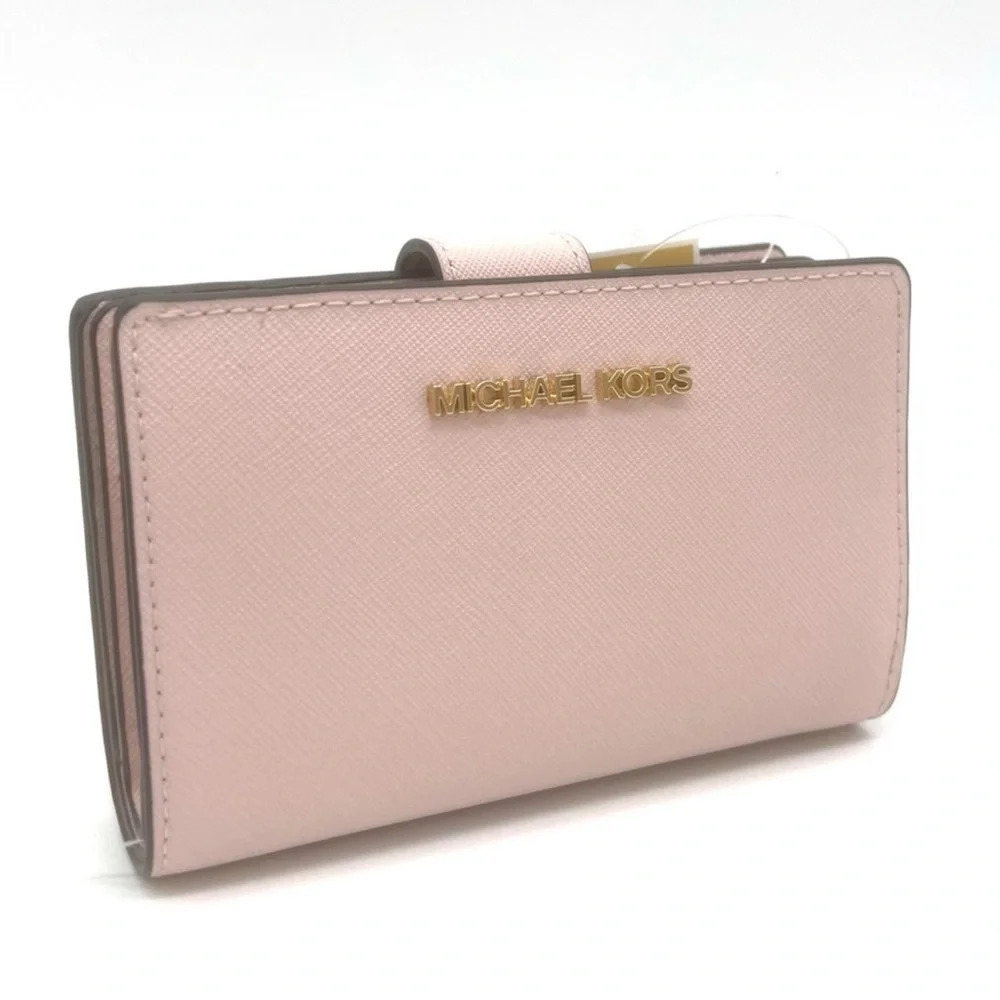 Michael Kors Medium Bifold Zip Chain Wallet Powder Blush (NWT)